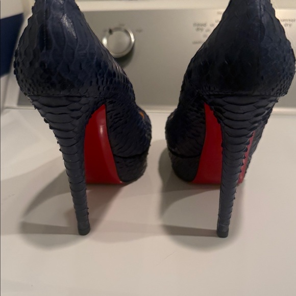 Christian Louboutin Blue Python Platform Heels - Picture 7 of 8